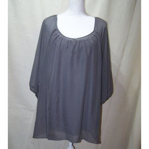 Daisy Fuentes Top Twinset Tunic Gray Plus 1X NWT